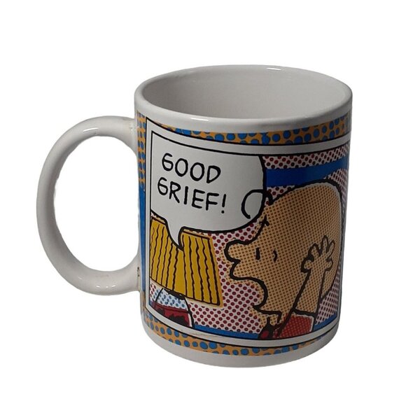 Charlie Brown Peanuts Coffee Good Grief Mug Cup 12 oz Diner White - Picture 2 of 5